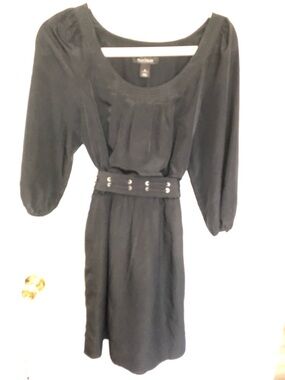 White House Black Market Black Long-Sleeve Belted Dress